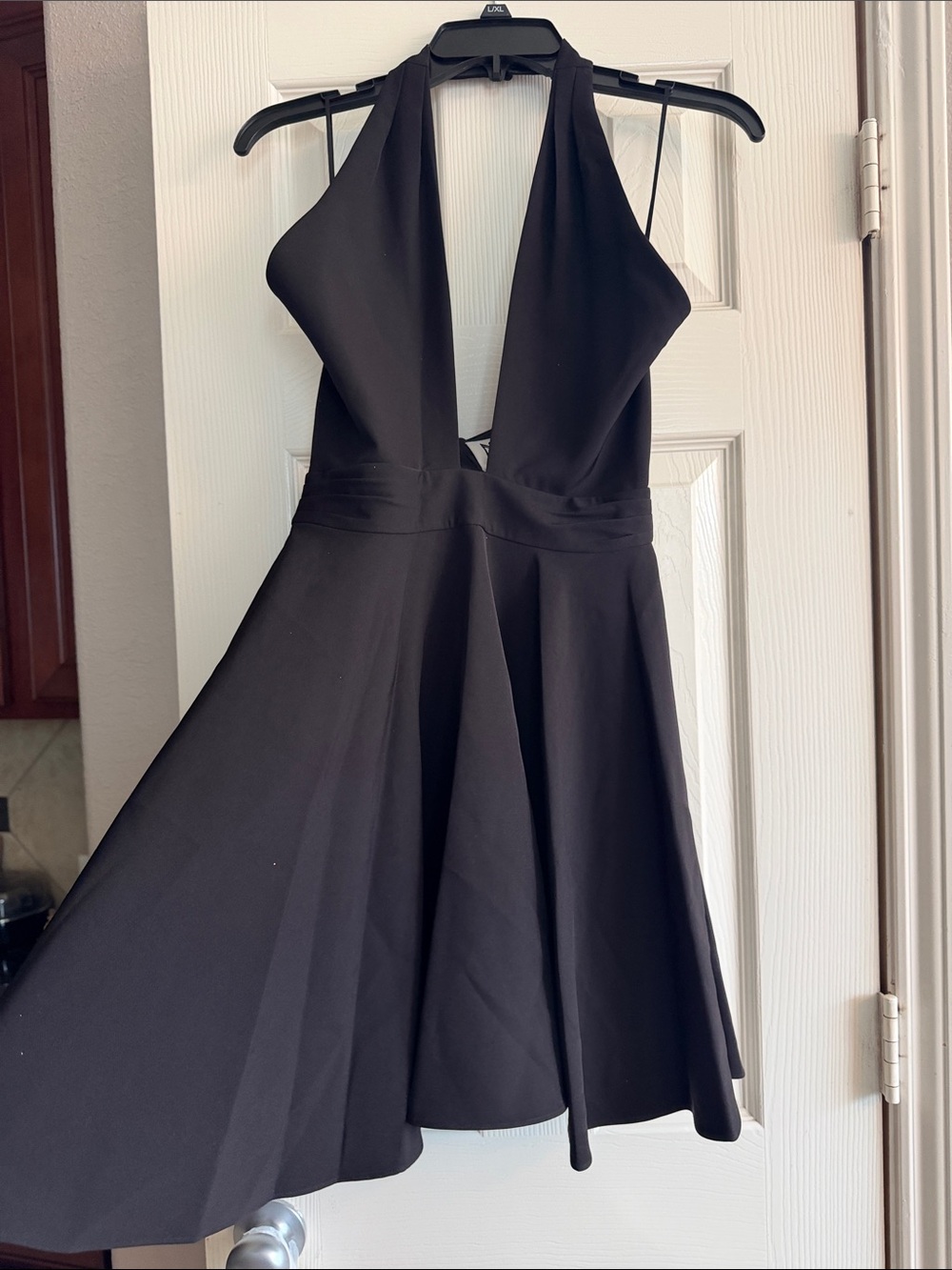 Milly Minis Black Halter Backless Fit-and-Flare Dress